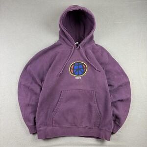 OBEY Hoodie Mens Large Purple Logo Pullover Thick Heavyweight Streetwear Graphic